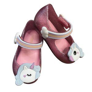 Mini Melissa Mini Ultragirl Unicorn Mary Janes Baby Girls 5 Pink‎ Sparkling NEW